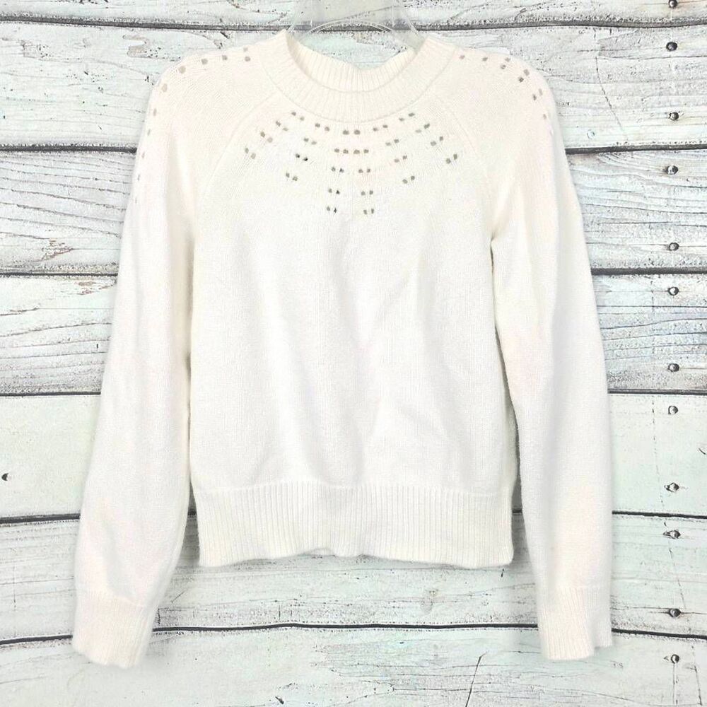 Sugar Lipz White Knit Sweater Womens XS Eyelet Detail